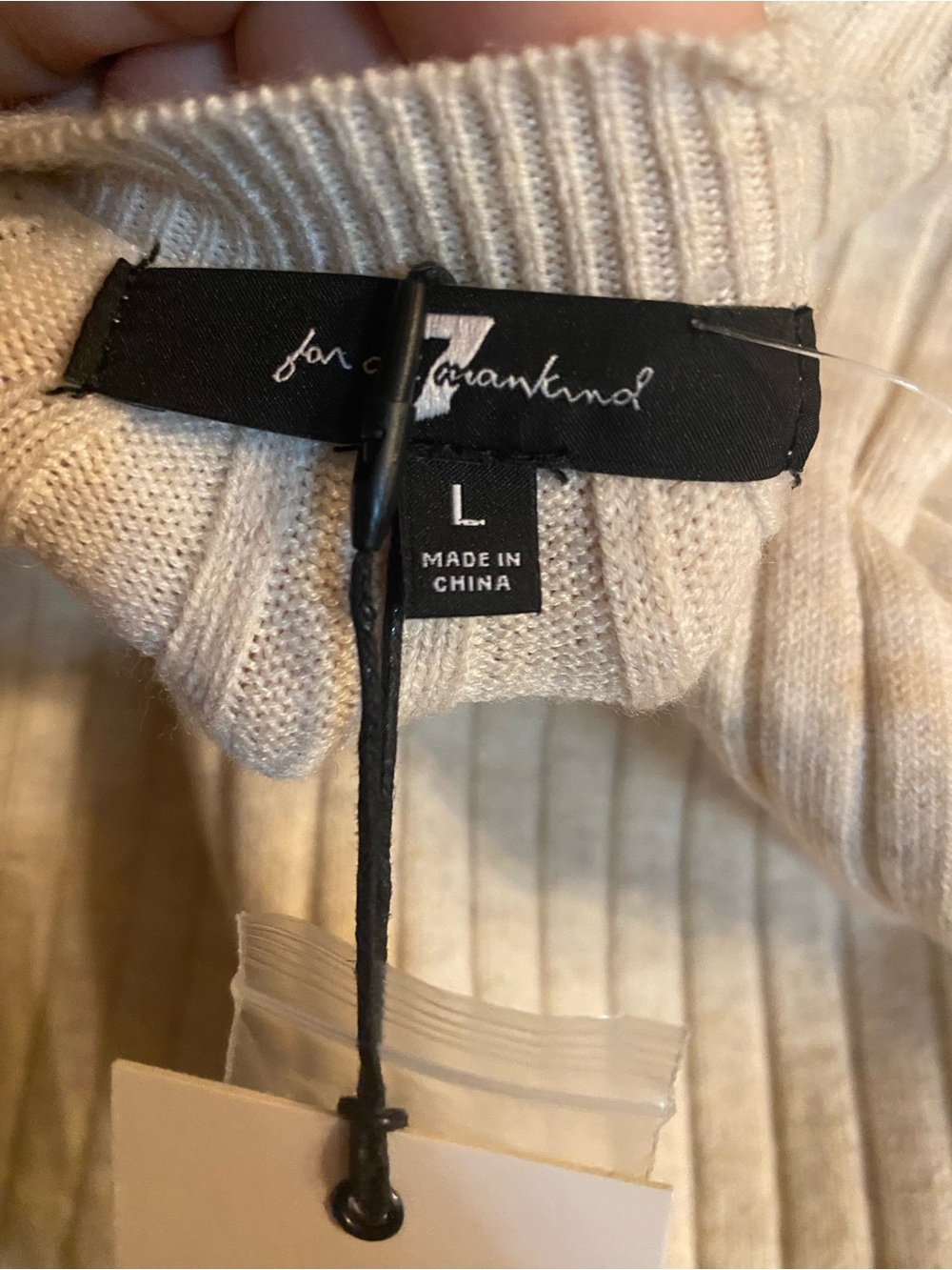 7 For All Mankind Cream Ribbed Button-Front Cardigan - Picture 6 of 6